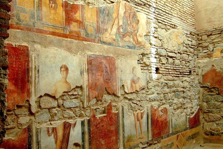 graffiti on a brick wall Ephesus terrace houses